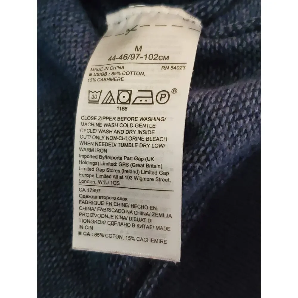 Banana Republic Men’s M Half Zip Sweater Blue Cotton Cashmere Pullover
